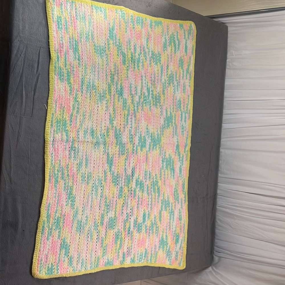 Handmade‎ crocheted baby afghan  3ft by 2 ft 4 “